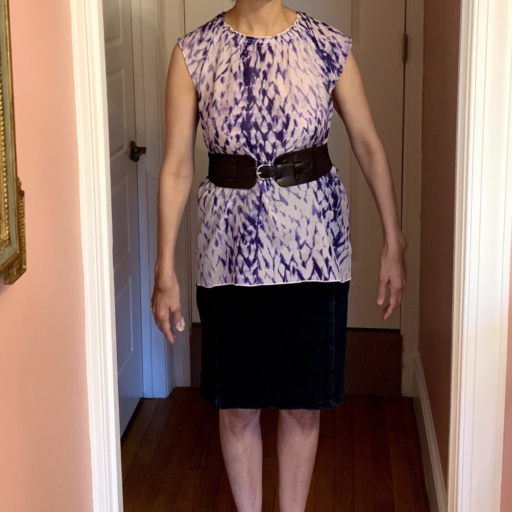 Cotton Silk Blend Short Sleeved Purple Blouse NWT - Picture 6 of 7